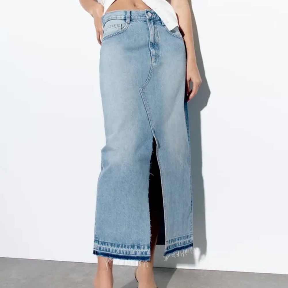 Zara Light Blue Denim Maxi Skirt